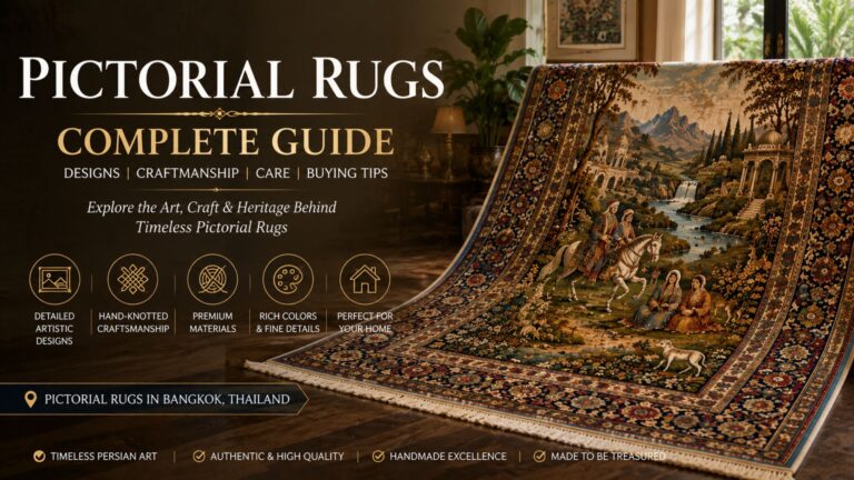 Handmade Persian pictorial rug with detailed artistic design