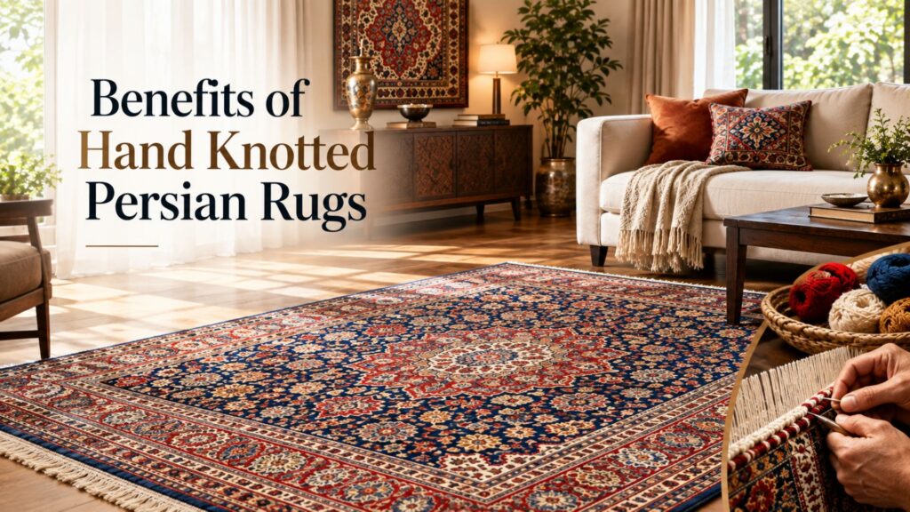 Hand knotted Persian rugs showcasing traditional craftsmanship and detailed designs