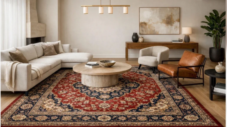 Erami Persian Rugs in an elegant contemporary living room in Thailand